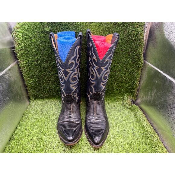 Vintage Nocona Western Boot Men\'s 7.5 Black Leather Cowboy Equestrian Rodeo main image 9